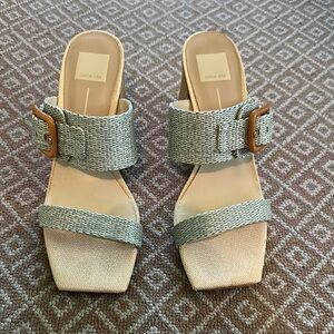 Dolce Vita light blue and tan Mules with Square-Toe Design -worn once!!